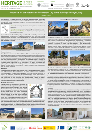 The sustainable recovery of dry stone buildings in Puglia, Italy