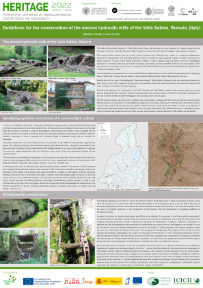 Guidelines for the conservation of the ancient hydraulic mills of the Valle Sabbia, Brescia, (Italy)